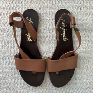 Free People Brown Leather Strap Sandals